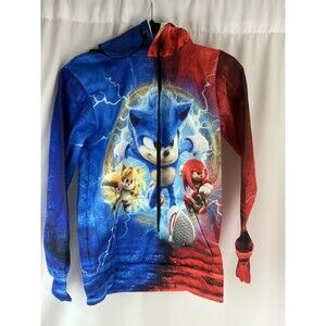 NWT Boy's Sonic The Hedgehog Pullover Hoodie Sweatshirt - Size M